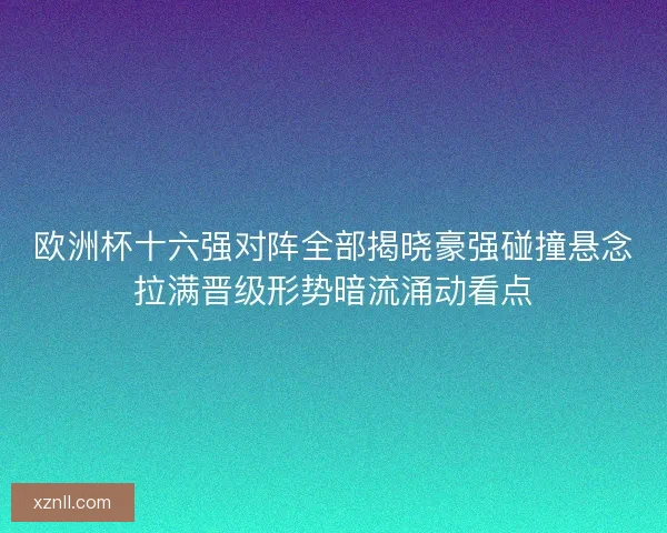 欧洲杯十六强对阵全部揭晓豪强碰撞悬念拉满晋级形势暗流涌动看点
