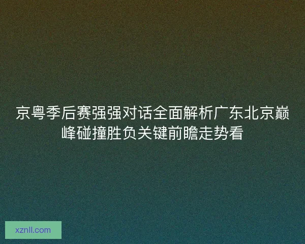 京粤季后赛强强对话全面解析广东北京巅峰碰撞胜负关键前瞻走势看